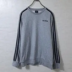 アディダス 3本ライン スウェット プルオーバー トレーナー グレー