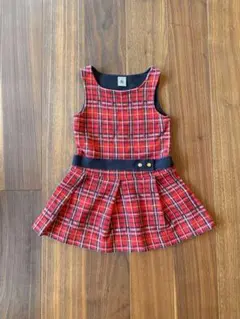 プチバトー　PETIT BATEAU 赤 チェック ワンピース110cm