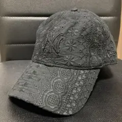 訳あり品　NEW ERA ニューエラ　黒x黒　ブロデリー　刺繍　9TWENTY