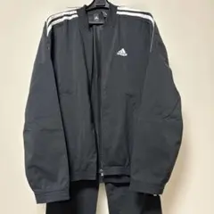 adidas 黒 ストライプ ナイロンジャケット・パンツセット