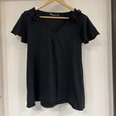 TSUMORI CHISATO 黒のフリル付き半袖トップス フリンジ Tシャツのサムネイル