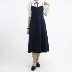 パールショルダーキャミワンピース　ネイビーのサムネイル