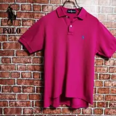 【ラルフローレン】ポロシャツ 半袖シャツ 刺繍ロゴ ワンポイントロゴ 無地 M