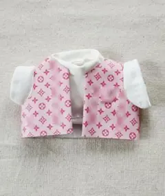 LABUBU ラブブ ぬいぐるみ服 着せ替えコスチューム／レザー風ベストピンク