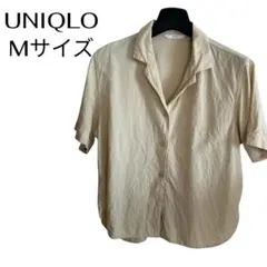 UNIQLO ユニクロ リネンブレンドオープンカラーシャツ ベージュ　M
