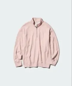 ユニクロ　スウェットハーフジップシャツ　Lサイズ　ピンク