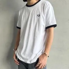 【美品】FRED PERRY リンガーTシャツ ホワイト✕ネイビーのサムネイル