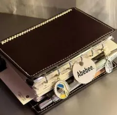 ダブルリングシステム手帳 ダークブラウン　日記　バインダー韓国ファイル皮レザー