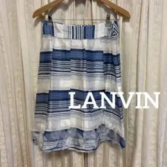 美品　ランバン　LANVIN　フレアスカート　ボーダー柄　シアー素材　裏地有のサムネイル