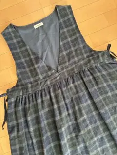 Samansa Mos2 脇リボンVネックジャンパースカート ワンピース