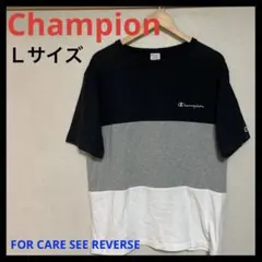 チャンピオン　Tシャツ　ロゴ　リバース　ボーダー　刺繍　黒　グレー　白