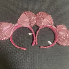 ディズニー カチューシャ スパンコール ピンク