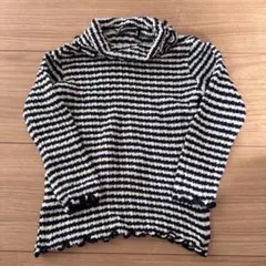 Moujonjon ネイビーとホワイト ストライプ 長袖カットソー 90cm