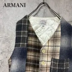 【超希少◎】ARMANI　ウールベスト　チェック　パッチワーク　93aw　古着のサムネイル