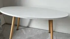 ホワイト楕円形センターテーブル