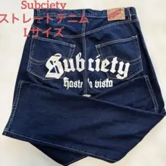【希少デザイン】Subciety サブサエティ バックプリント デニム L 濃紺