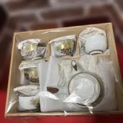 九谷焼 急須茶碗5個客セット木箱入り