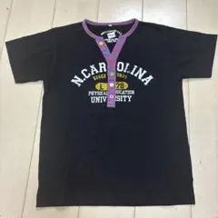 Hanes ヘンリーネック Tシャツ カレッジロゴ 黒　160cm 夏　男の子のサムネイル
