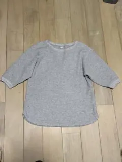 UNIQLO グレー ワッフル 五分袖 トップス