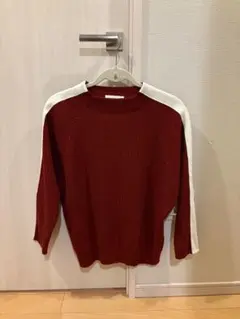 AZUL by moussy ラインニットセーター レッド ホワイト