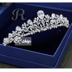❀キュービックジルコニア☆F高品質ティアラ ウェディングヘッドドレス髪飾り結婚式
