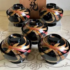 木製漆器 象彦 四季草花文金蒔絵 端反形 小吸物椀 5点 - メルカリ