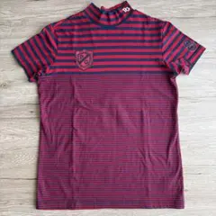 美品！パーリーゲイツ赤と紺のストライプハイネックシャツ
