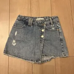 ZARA デニムショートパンツ　スカッツ　 128 スコート　ダメージ風