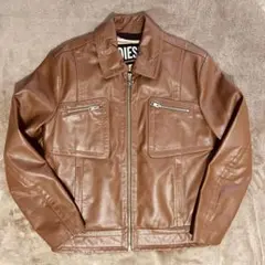 DIESEL ブラウン レザージャケット シングルライダースジャケット本革