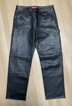 シュプリーム レザーダブルニーパンツ 34 黒 - メルカリ