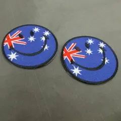 刺繍　アイロン　ワッペン　スマイル　にこちゃん　国旗　オーストラリア　2枚セット