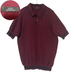 極美品 5351プールオム 半袖ニットポロシャツ 50 XL ワインレッド 貝殻のサムネイル
