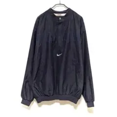 90s NIKE 銀タグ ナイロンジャケット プルオーバー ピステ ネイビー
