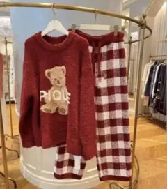 【大人気】ジェラートピケ ルームウェア ジェラピケ 冬 ワインレッド 上下セット