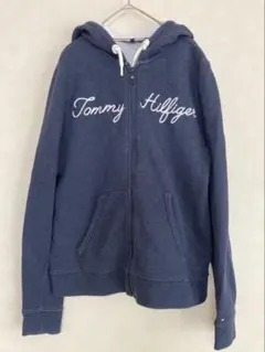 トミーフィルフィガー スウェットパーカー　S デニム色　ネイビー