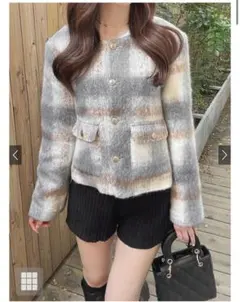 シャギージャケット ノーカラージャケット