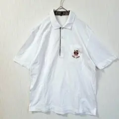 【美品】ダックス ポロシャツ L 白 綿100% 日本製 ハウスチェック