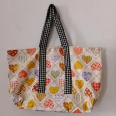 ハンドメイド トートバッグ ハート柄 ギンガムチェック
