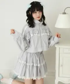 フリルリボンたっぷり裏毛スカート