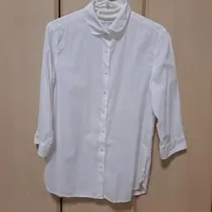 七分袖　丸襟白シャツ　 Mサイズ