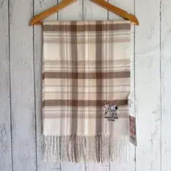 【タグ付き新品未使用】スヌーピー　SNOOPY ベージュ　チェック　マフラー