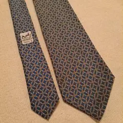Shimoyamada様専用 HERMES　シルク　ブルー　ベルト柄ネクタイ