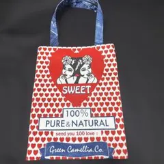 デニム調トートバッグ ハートデザイン