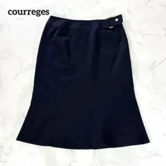 クレージュ マーメイドスカート 膝丈 ネイビー 日本製 上品 フレア きれいめ