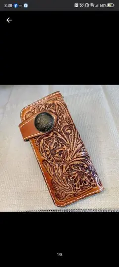 カービング バイカーズウォレット ロングウォレット コンチョ ハンドメイド