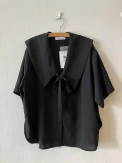 新品　studio CLIP スタディオクリップ ビッグカラー　とろみシャツ　黒