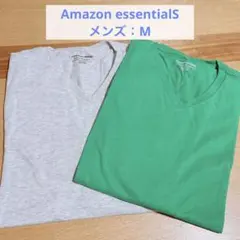 Tシャツ 半袖 メンズ レディース グレー 緑 Ｖネック 2枚セット M