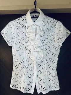 nara CAMICIE フリル付きホワイトシャツ