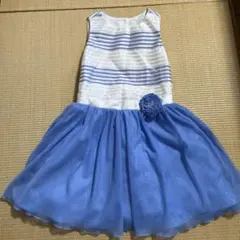 子供用ドレス　サイズ7（125㎝）ノースリーブ　ボーダー　白と青