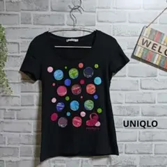 ユニクロ コラボtシャツ プリントT 大人可愛い ストレッチ Uネック コットン